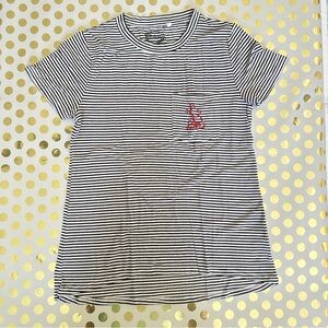 Disney Black and White Striped Short Sleeve Tee